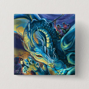 Dragon Rider Painted Art Button