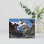 Dragon Rider Red vs Green Battle Postkarte (Stehend Vorderseite)