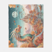 Dragon River Castle Starry Night Text Fleecedecke (Vorderseite)
