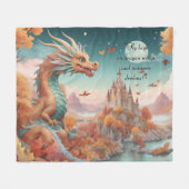 Dragon River Castle Starry Night Text Fleecedecke (Vorderseite (Horizontal))
