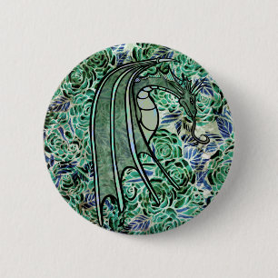 Dragon Rose Grüne Naturdrachen Abstrakte Rose Button