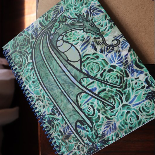 Dragon Rose Grüne Naturdrachen Abstrakte Rose Notizblock