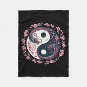 Dragon Sakura Yin Yang Japanisch Kirschblüten Wo Fleecedecke (Vorderseite)