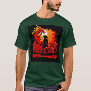 Dragon Samurai Knight Sword Red Mythasy Fantasy S T-Shirt