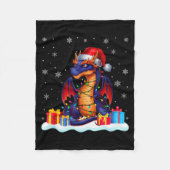 Dragon Santa Hat Christmas Tree Light Xmas Pajama Fleecedecke (Vorderseite)