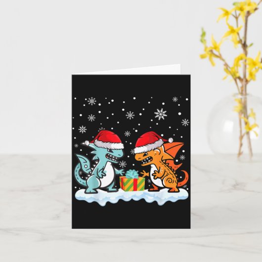 Dragon Santa Hat Mythical Animal Funny Christmas P Karte (Gelbe Blume)