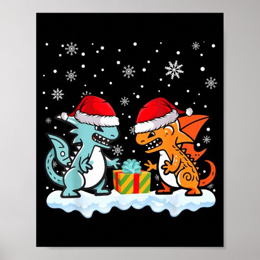 Dragon Santa Hat Mythical Animal Funny Christmas P Poster (Vorne)