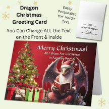 Dragon Santa Reading Buch Frohe Weihnachten