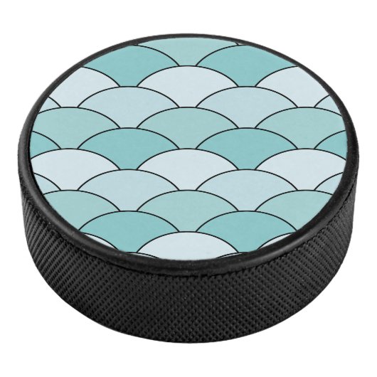 Dragon Scales, Fans, Waves, Seigaiha, Blue Eishockey Puck (3/4)