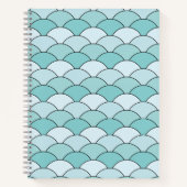 Dragon Scales, Fans, Waves, Seigaiha, Blue Notizblock (Vorderseite)