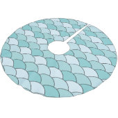 Dragon Scales, Fans, Waves, Seigaiha, Blue Polyester Weihnachtsbaumdecke (Schrägansicht)