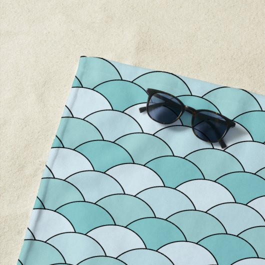 Dragon Scales, Fans, Waves, Seigaiha, Blue Strandtuch (Beispiel)