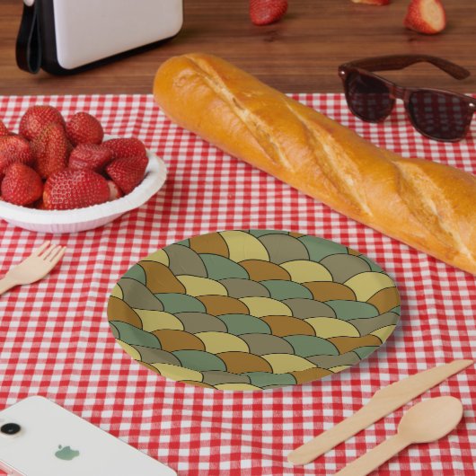 Dragon Scales, Fans, Waves, Seigaiha, Camouflage Pappteller (Picknick)