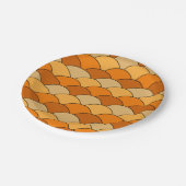 Dragon Scales, Fans, Waves, Seigaiha, Orange Pappteller (Schrägansicht)