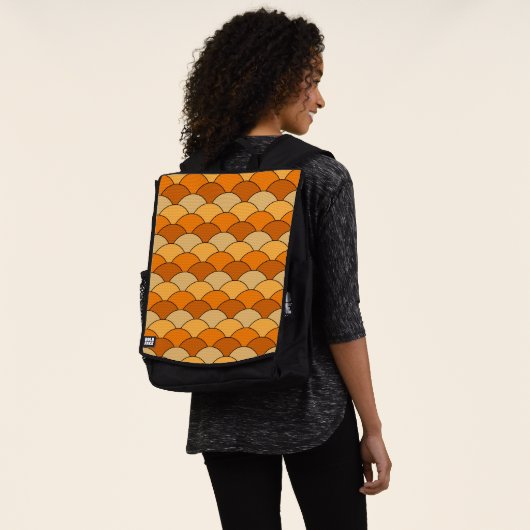 Dragon Scales, Fans, Waves, Seigaiha, Orange Rucksack (Ausgewaschen)