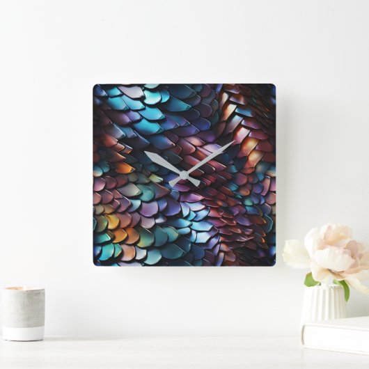 Dragon Scales Wall Clock Quadratische Wanduhr (Zuhause)