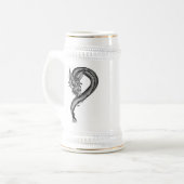 Dragon Schwarzweiß Design Bierglas (Vorderseite Links)