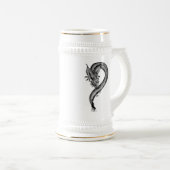 Dragon Schwarzweiß Design Bierglas (VorderseiteRechts)