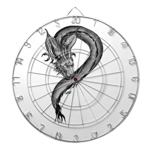 Dragon Schwarzweiß Design Dartscheibe (vorne)