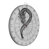 Dragon Schwarzweiß Design Dartscheibe (Vorderseite Links)