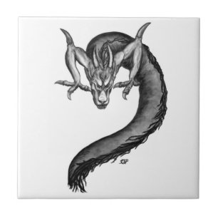 Dragon Schwarzweiß Design Fliese