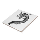 Dragon Schwarzweiß Design Fliese (Seite)