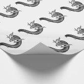 Dragon Schwarzweiß Design Geschenkpapier (Ecke)