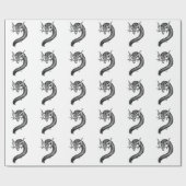 Dragon Schwarzweiß Design Geschenkpapier (Flach)