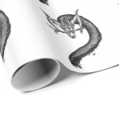 Dragon Schwarzweiß Design Geschenkpapier (Rolleneckpunkt)