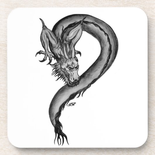Dragon Schwarzweiß Design Getränkeuntersetzer (Vorderseite)