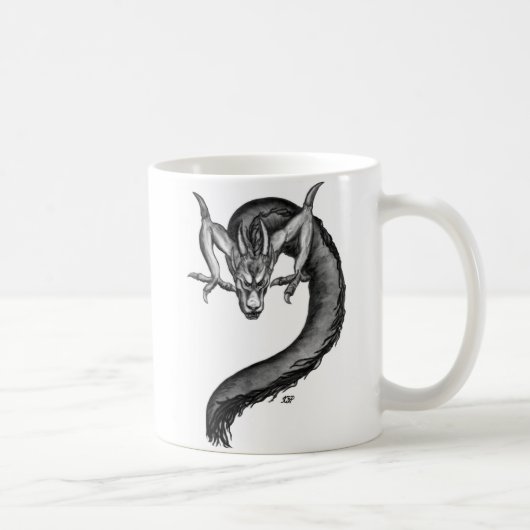 Dragon Schwarzweiß Design Kaffeetasse (Rechts)