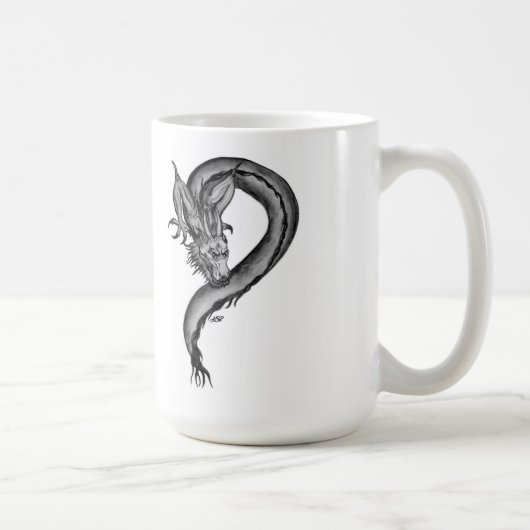 Dragon Schwarzweiß Design Kaffeetasse (Rechts)