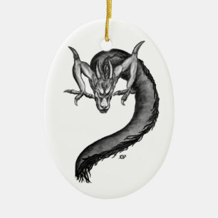 Dragon Schwarzweiß Design Keramik Ornament