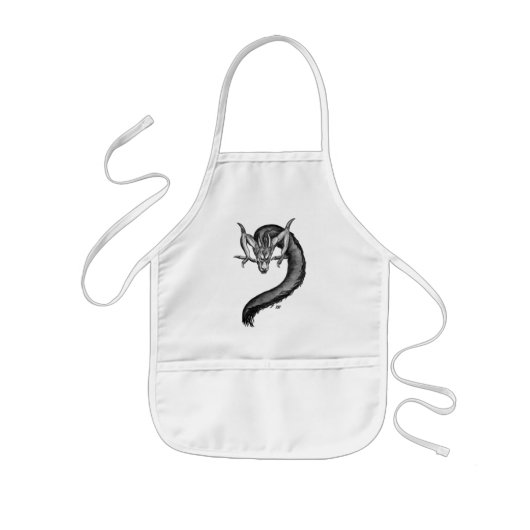 Dragon Schwarzweiß Design Kinderschürze (Vorne)