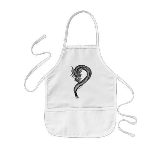 Dragon Schwarzweiß Design Kinderschürze (Vorne)