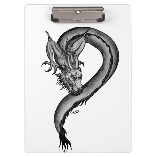 Dragon Schwarzweiß Design Klemmbrett (Vorderseite)