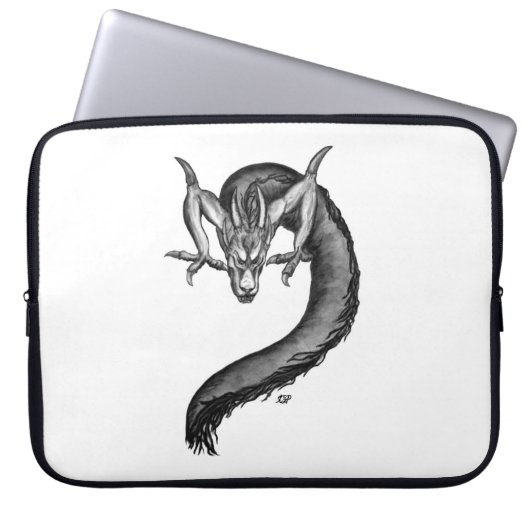 Dragon Schwarzweiß Design Laptopschutzhülle (Vorderseite)