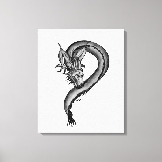 Dragon Schwarzweiß Design Leinwanddruck (Vorderseite)