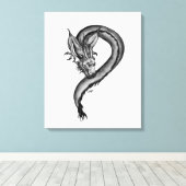 Dragon Schwarzweiß Design Leinwanddruck (Insitu (Holzboden))