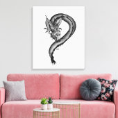 Dragon Schwarzweiß Design Leinwanddruck (Insitu (Wohnzimmer))
