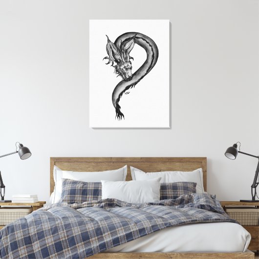 Dragon Schwarzweiß Design Leinwanddruck (Insitu (Schlafzimmer))