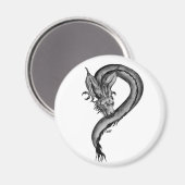 Dragon Schwarzweiß Design Magnet (Vorderseite/Rückseite)