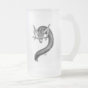 Dragon Schwarzweiß Design Mattglas Bierglas