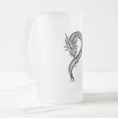 Dragon Schwarzweiß Design Mattglas Bierglas (Vorderseite Links)
