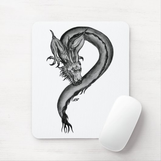 Dragon Schwarzweiß Design Mousepad (Mit Mouse)