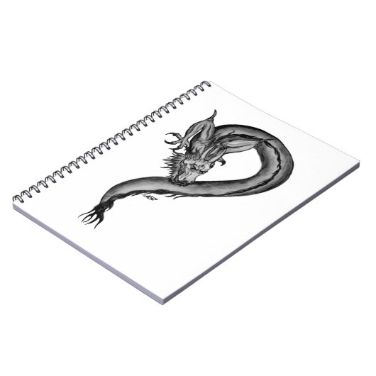 Dragon Schwarzweiß Design Notizblock (Linke Seite)
