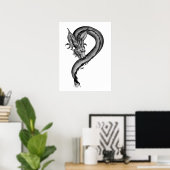 Dragon Schwarzweiß Design Poster (Heimbüro)