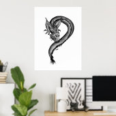 Dragon Schwarzweiß Design Poster (Heimbüro)