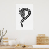 Dragon Schwarzweiß Design Poster (Küche)