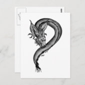 Dragon Schwarzweiß Design Postkarte (Vorne/Hinten)